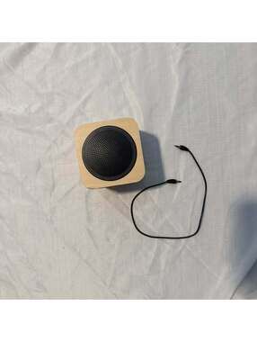 Portable Wooden Cube Bluetooth Speaker w/ AUX Cable